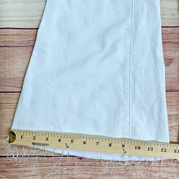 We The Free People Flare Pants Size 26 High Waist Wide Leg Raw Hem Winter White - Picture 4 of 10